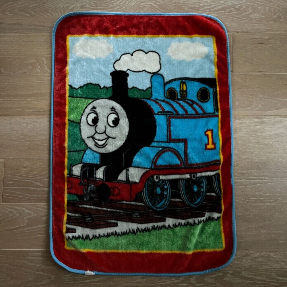Vintage Thomas the Train Baby Blanket Luxe Fleece Plush Throw Security Lovey